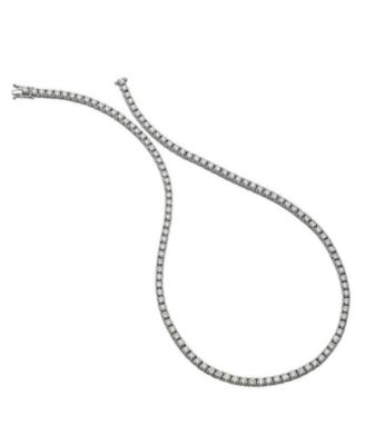 Elegant White Gold Plated Cubic Zirconia 20" Tennis Necklace