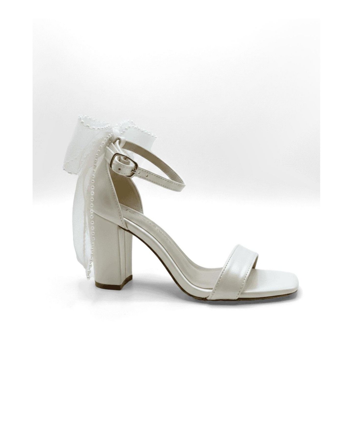 Женские сандалии Forever & Always Shoes Evarose Bow Detail Block Heel Bridal, цвет: Слоновая кость — фото 2