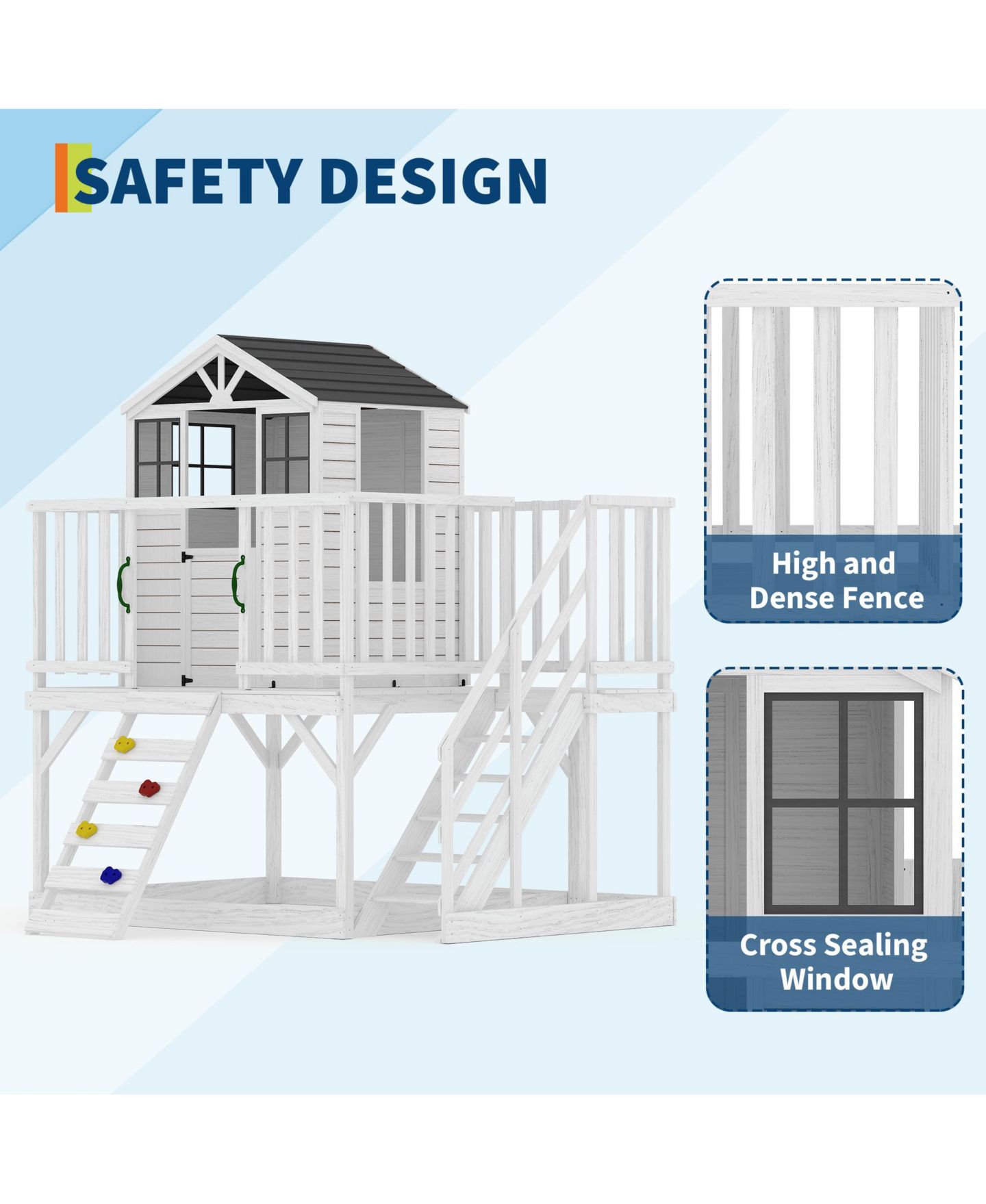 Детская игрушка homfan Play Castle with Climbing Wall and Slide Fir Wood Sandbox Playset, Ages 3-8 — фото 3