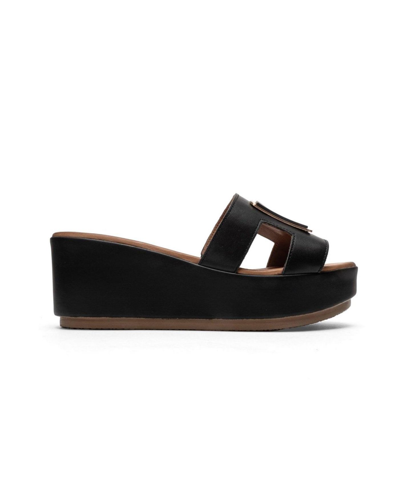 Женские сандалии Forever & Always Shoes Hiola Leather Platform Sandal, цвет: Чёрный — фото 2