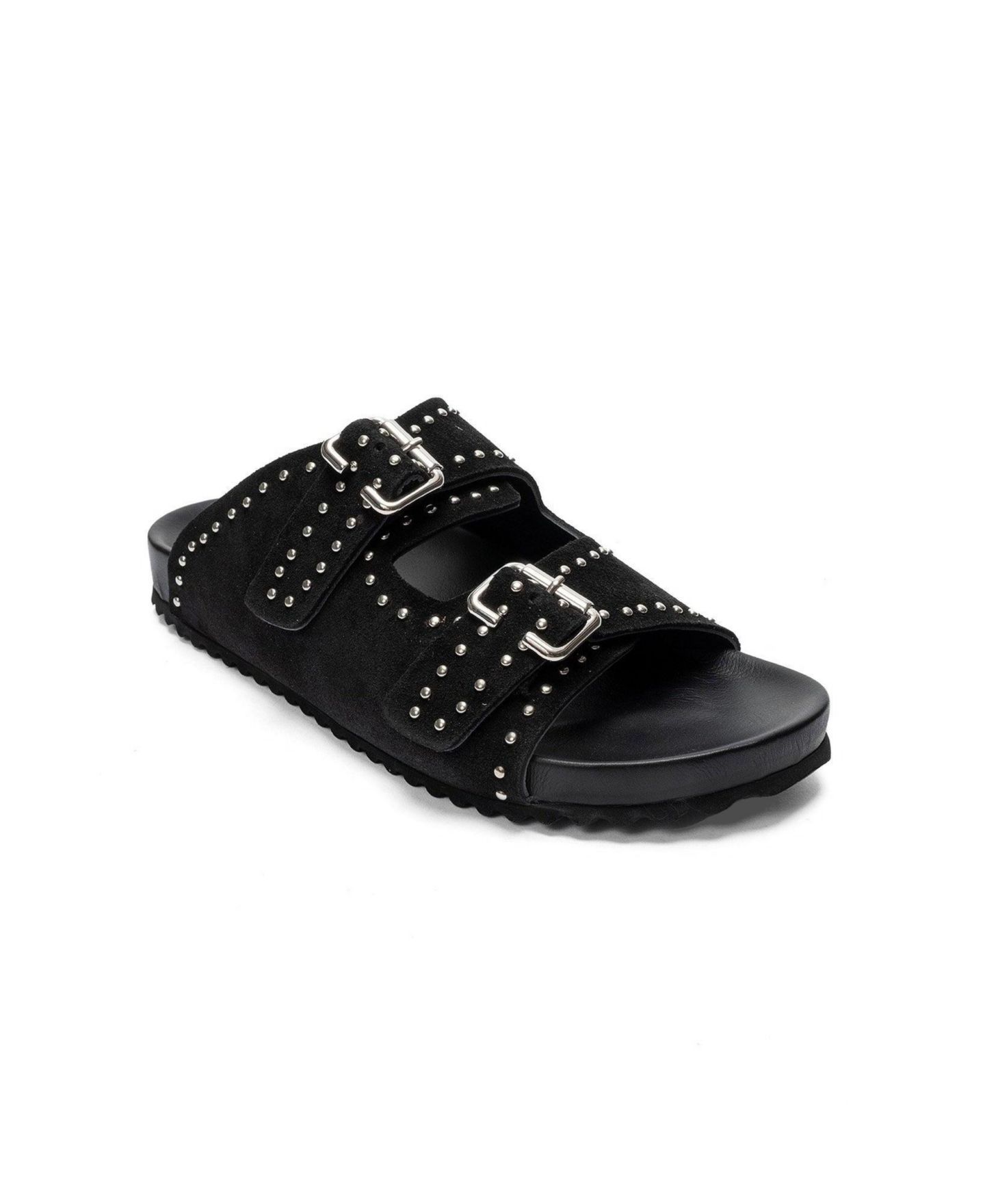 Женские сандалии Forever & Always Shoes Avenelle Leather Double Band Sandal, цвет: Чёрный замшевый — фото 1