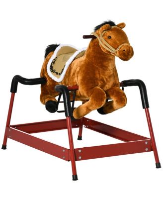 Kids Spring Rocking Horse, Ride on Horse for Girls and Boys with Animal Sounds, Plush Horse Ride-on with Soft Feel, Interactive Toy for Kids