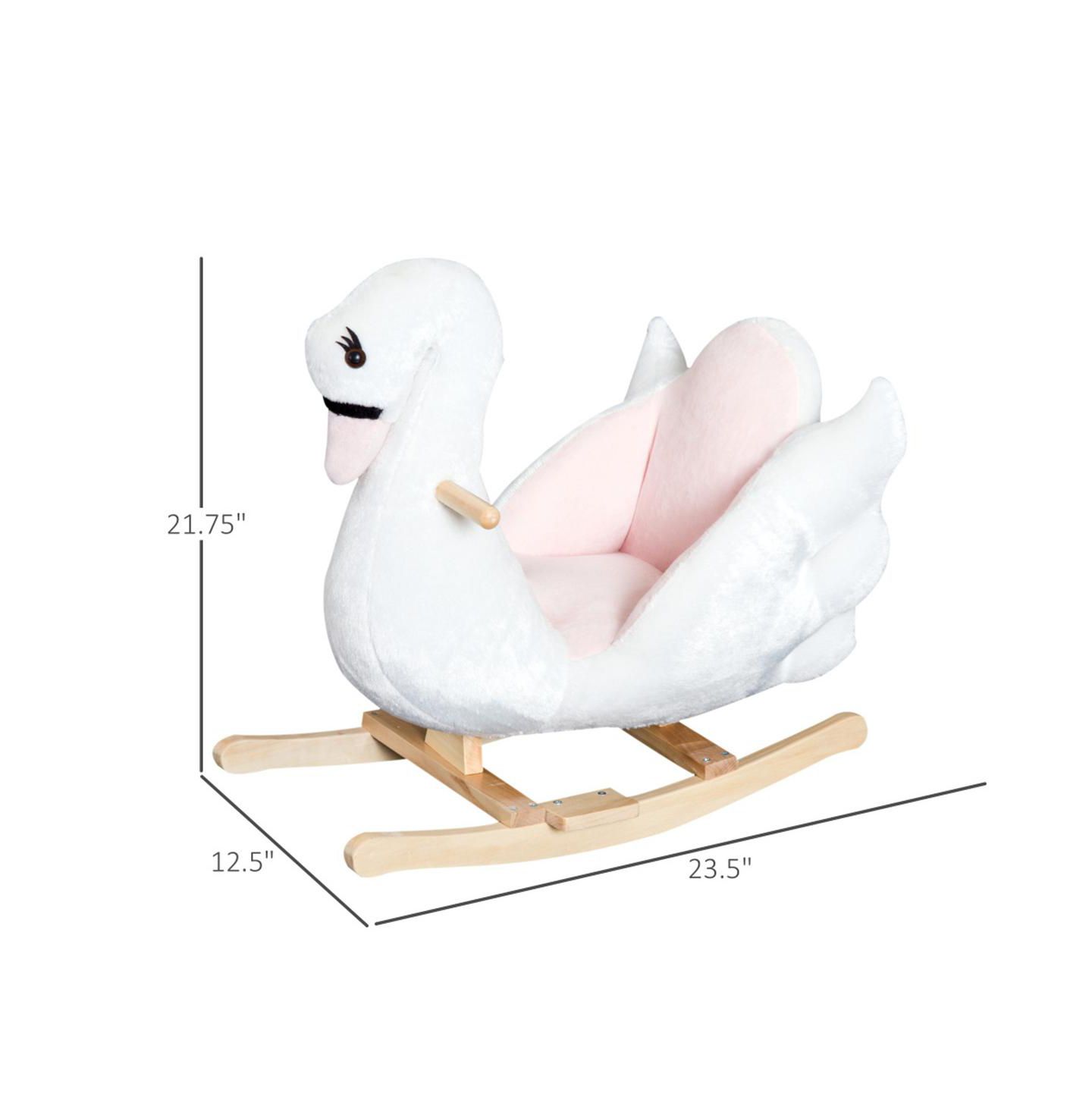 Детская мягкая игрушка YOBTOP Plush Swan Rocking Horse with Lullaby, 66 lb. Capacity, Ages 18 Months+, цвет: Розовый — фото 3
