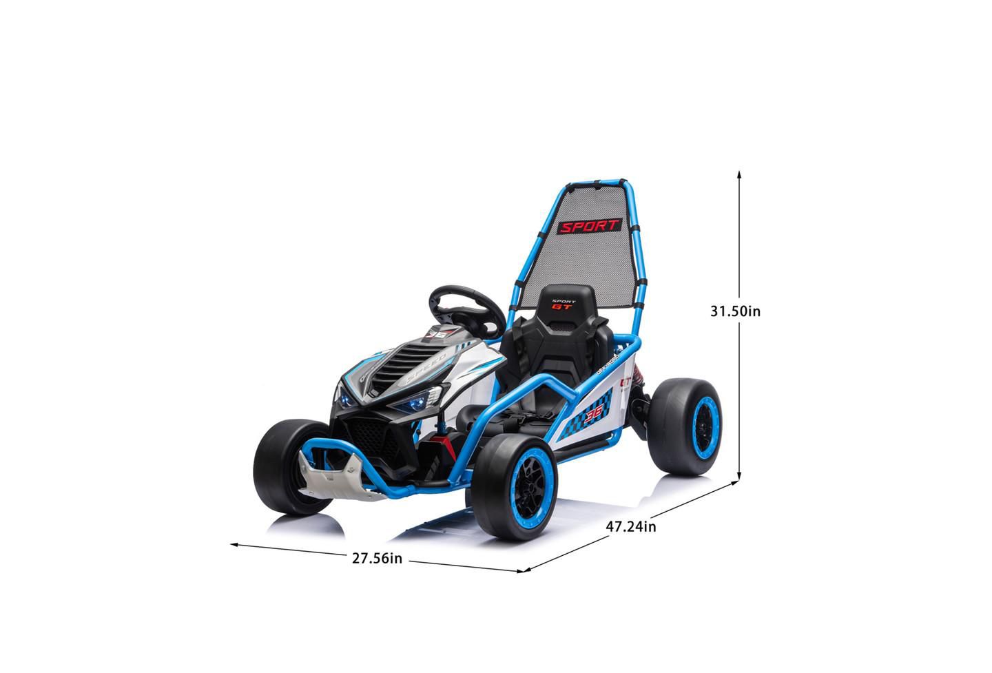 Детская игрушка YOBTOP 24V Kids Drift Go Kart with Roll Cage, 110 lbs Capacity, от 6 лет, цвет: Синий — фото 3
