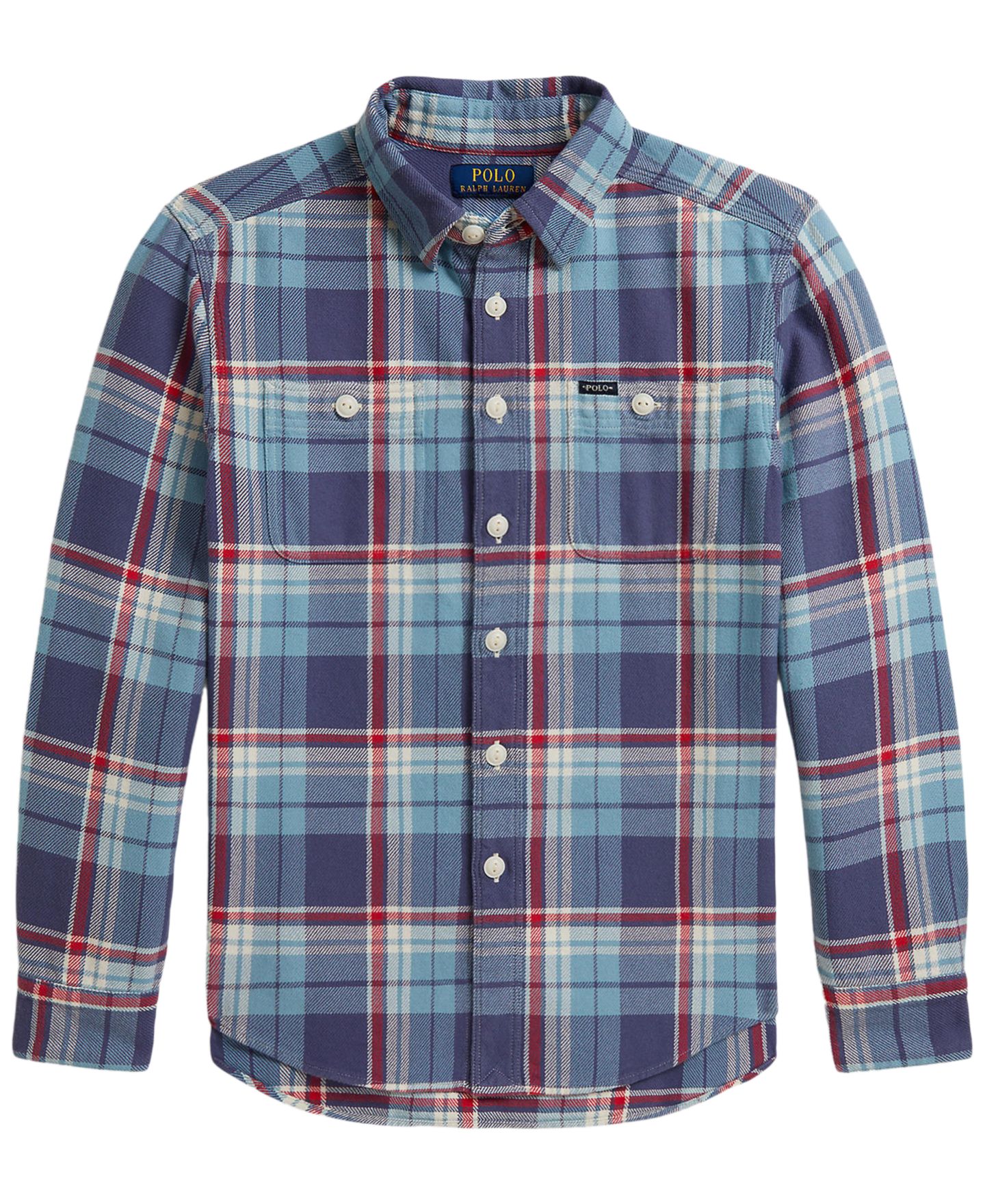 Рубашка Polo Ralph Lauren Plaid Cotton Flannel Work для мальчиков, цвет: Синий — фото 4