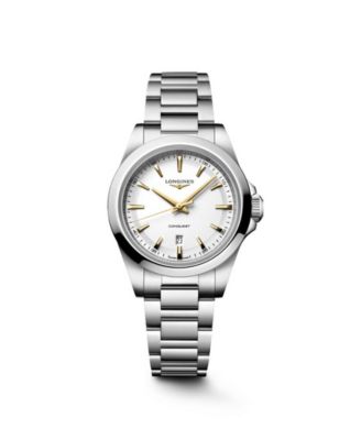 Women's Conquest Silver Stainless Steel Strap Watch 30mm