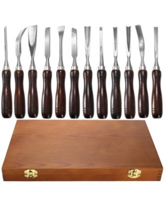 Wood Chisel Set Woodworking Carving Tools Wooden Box Cr-v Steel Gouge Turning Craftsman