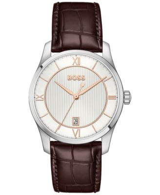 Men's Principle Quartz Brown Calfskin Leather Watch 37mm