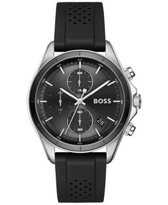 Men's Bossletic Quartz Chrono Black & Grey Silicone Watch 43.40mm