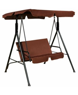 Loveseat Cushioned Patio Steel Frame Swing Glider