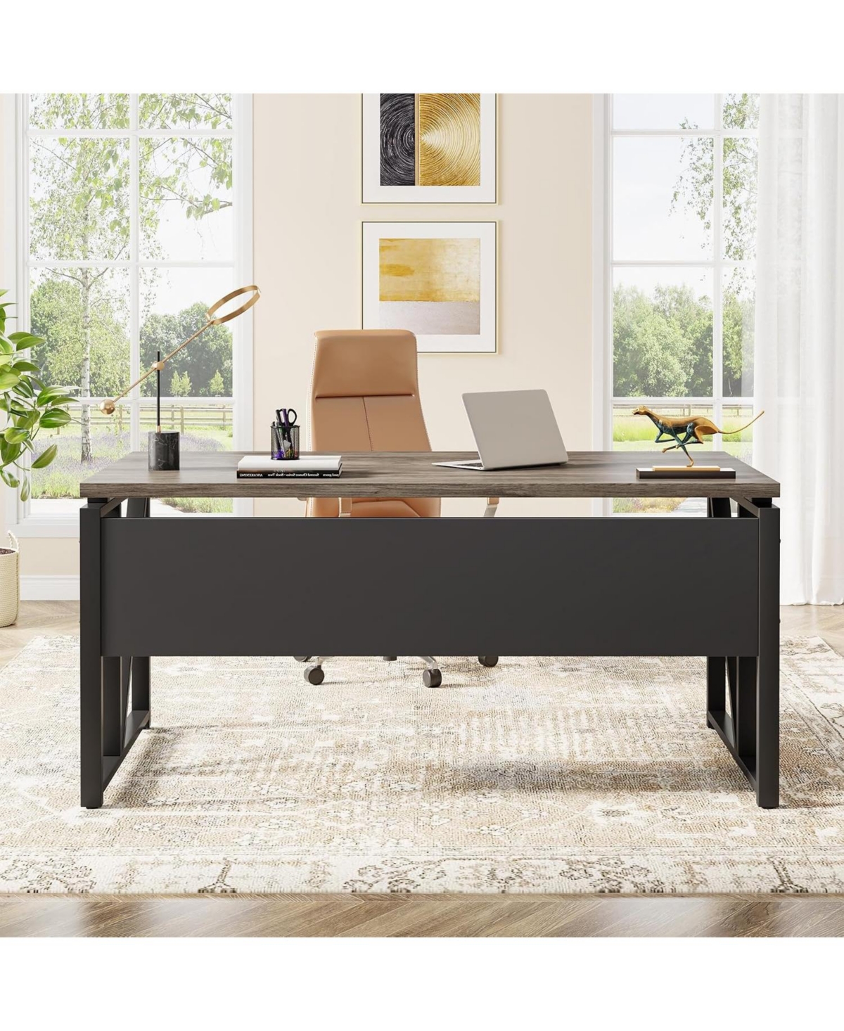 Tribesigns 55" L-Shaped Desk with Mobile File Cabinet