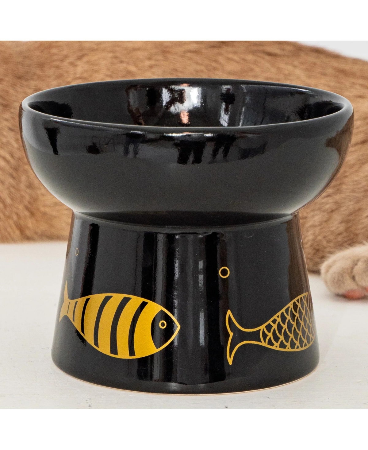Dexypaws Elevated Cat Bowl Gold Fish