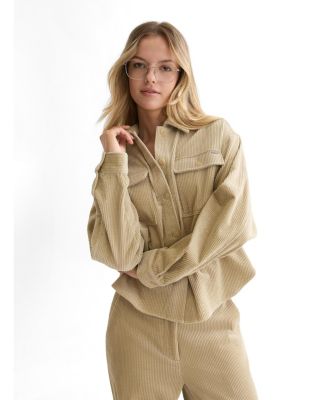 Women's Corduroy Long-Sleeve Button-Up Shirt