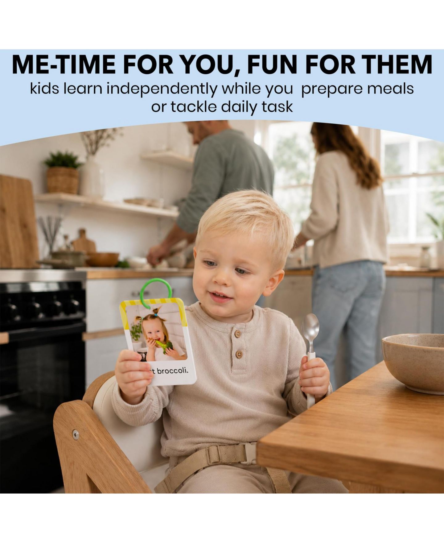 Детские игрушки Quokka 225 Toddler First Sentence Flash Cards with Rings - Realistic Learning Cards for Ages 1 - 3 - Family, Daily Routine and Everyday Phrases, цвет: Toddler Flashcards — фото 3
