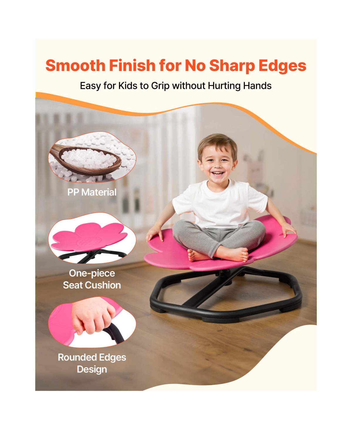 Sugift Flower Shape Sensory Spinning Balance Chair, Ages 3-12