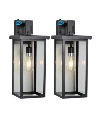 Set of 2 Modern Aluminum Porch Wall Sconces with Glass, Weatherproof Outdoor Lighting