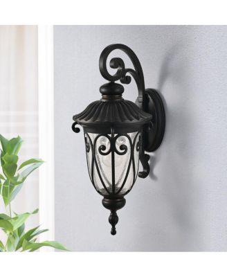 23" Outdoor Wall Lantern with Bubble Glass, Weatherproof Aluminum Porch Lantern
