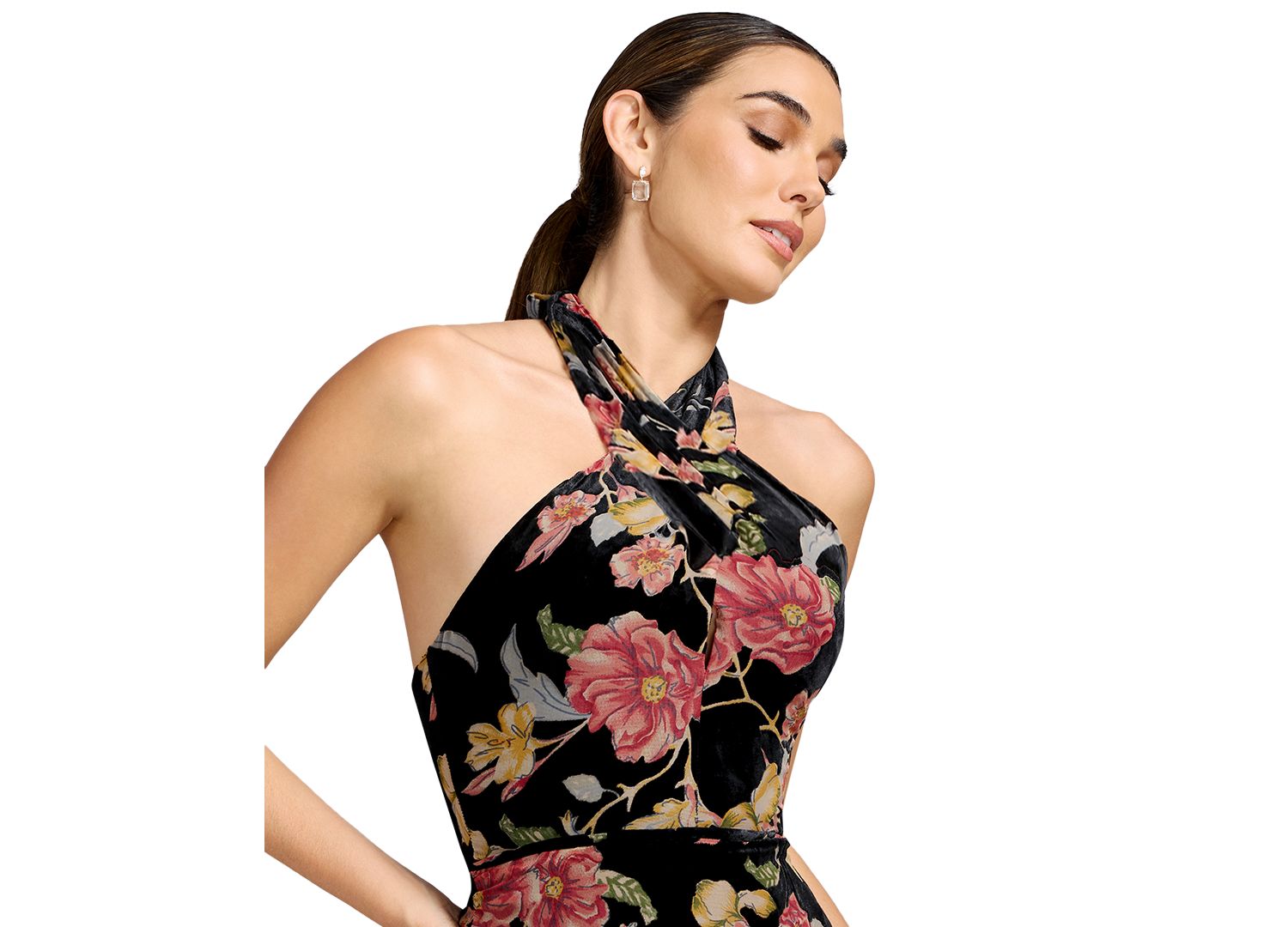 Women's Halter Column Floral Dress