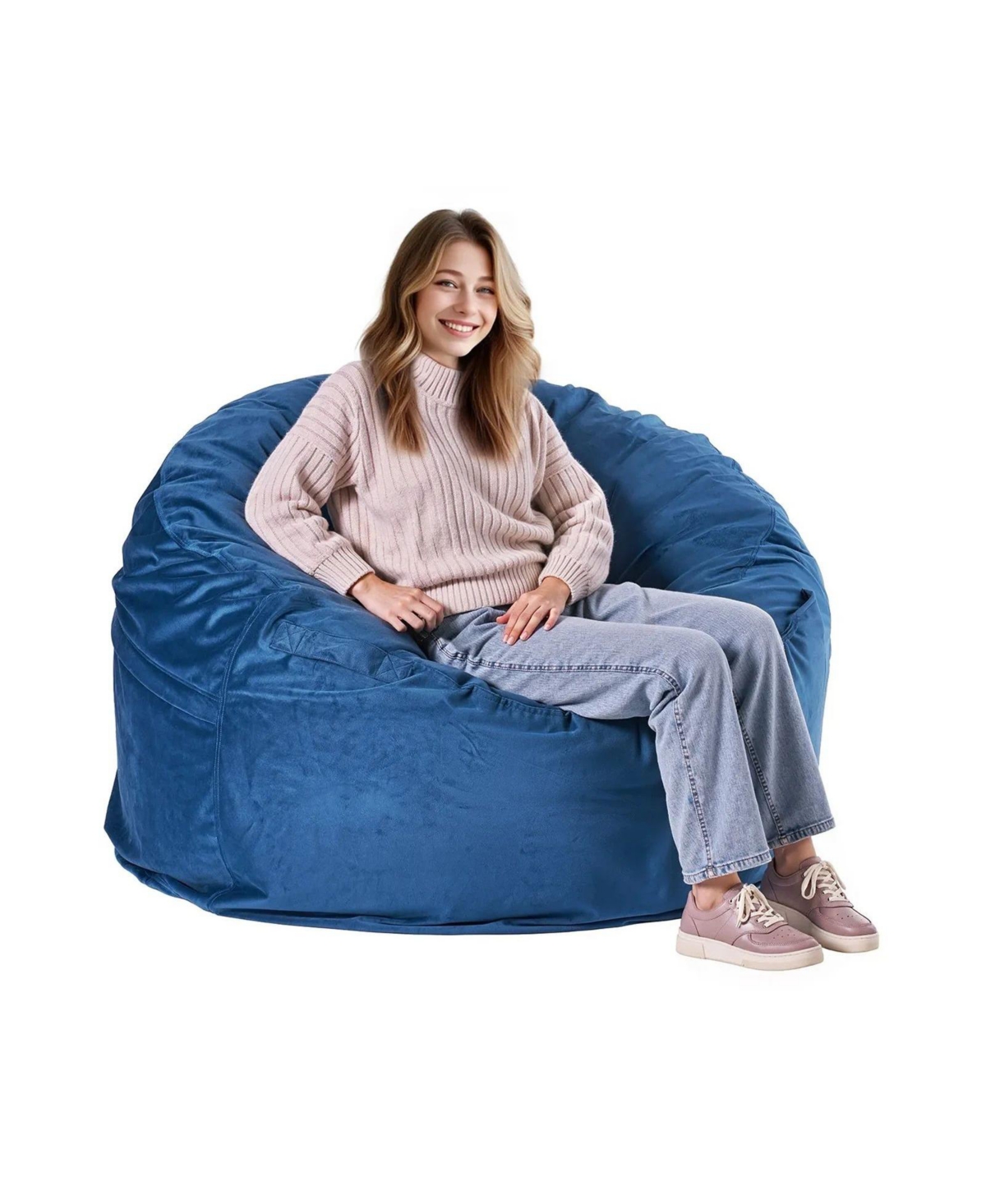 Slickblue Large Round Bean Bag Chair for Living Room and Bedroom