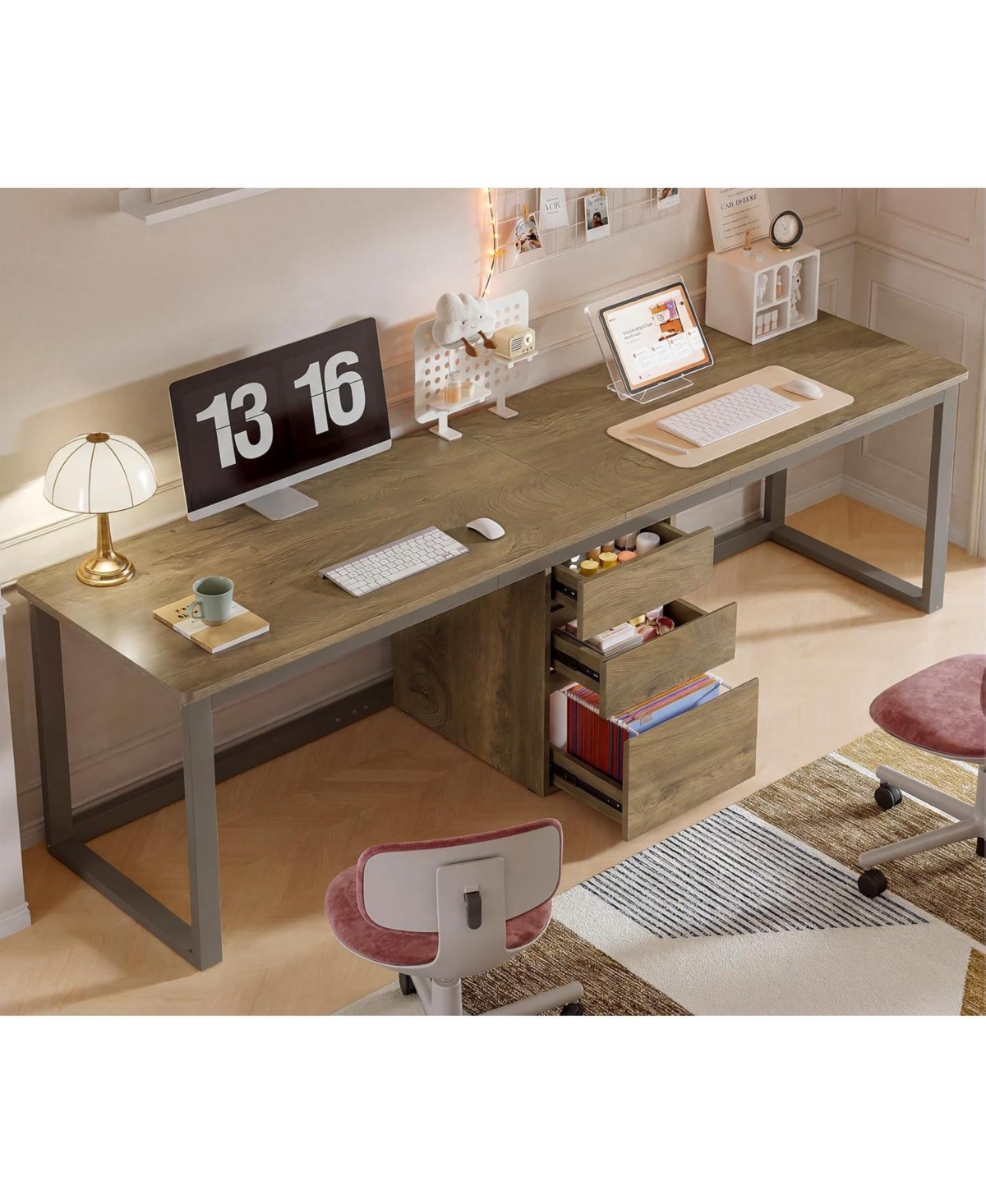 Tribesigns 78.7'' 2 Person Computer Desk,3 Drawers,Double Office Desk