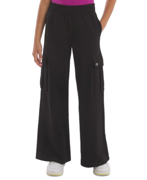 Брюки Champion French Terry Cargo Pants для девочек, цвет: Чёрный оникс