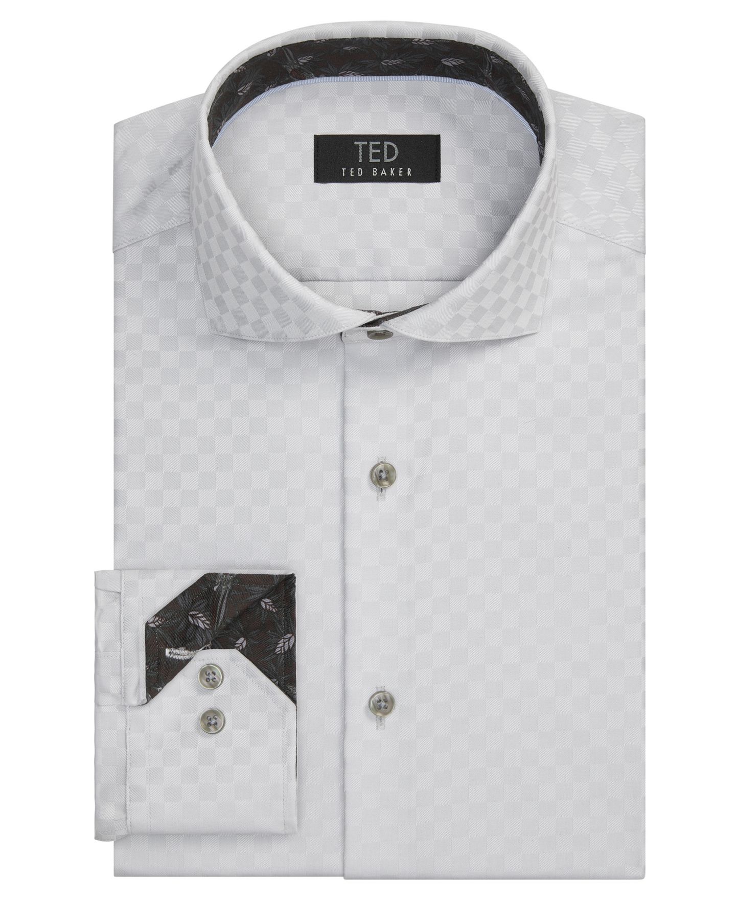 Мужская рубашка Ted Baker Non-Iron Stretch Slim-Fit Dress Shirt, цвет: Sleet — фото 1