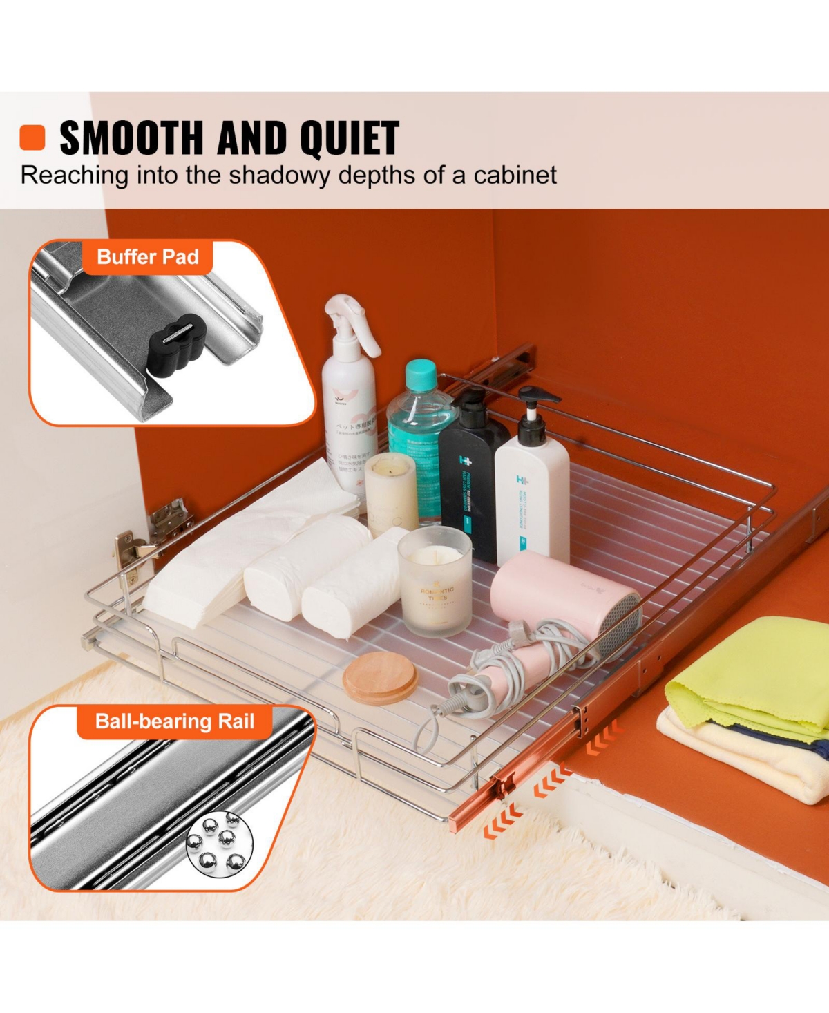 Sugift Pull Out Cabinet Organizer Steel Slide Out Pantry Shelf