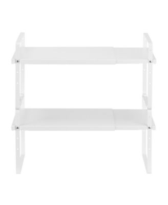 Adjustable Expandable 2-Tier Cabinet Shelf Organizer 4-Level Height 16 to 25.6in Width