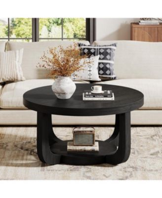 31.5" Round Coffee Table with Storage Shelf