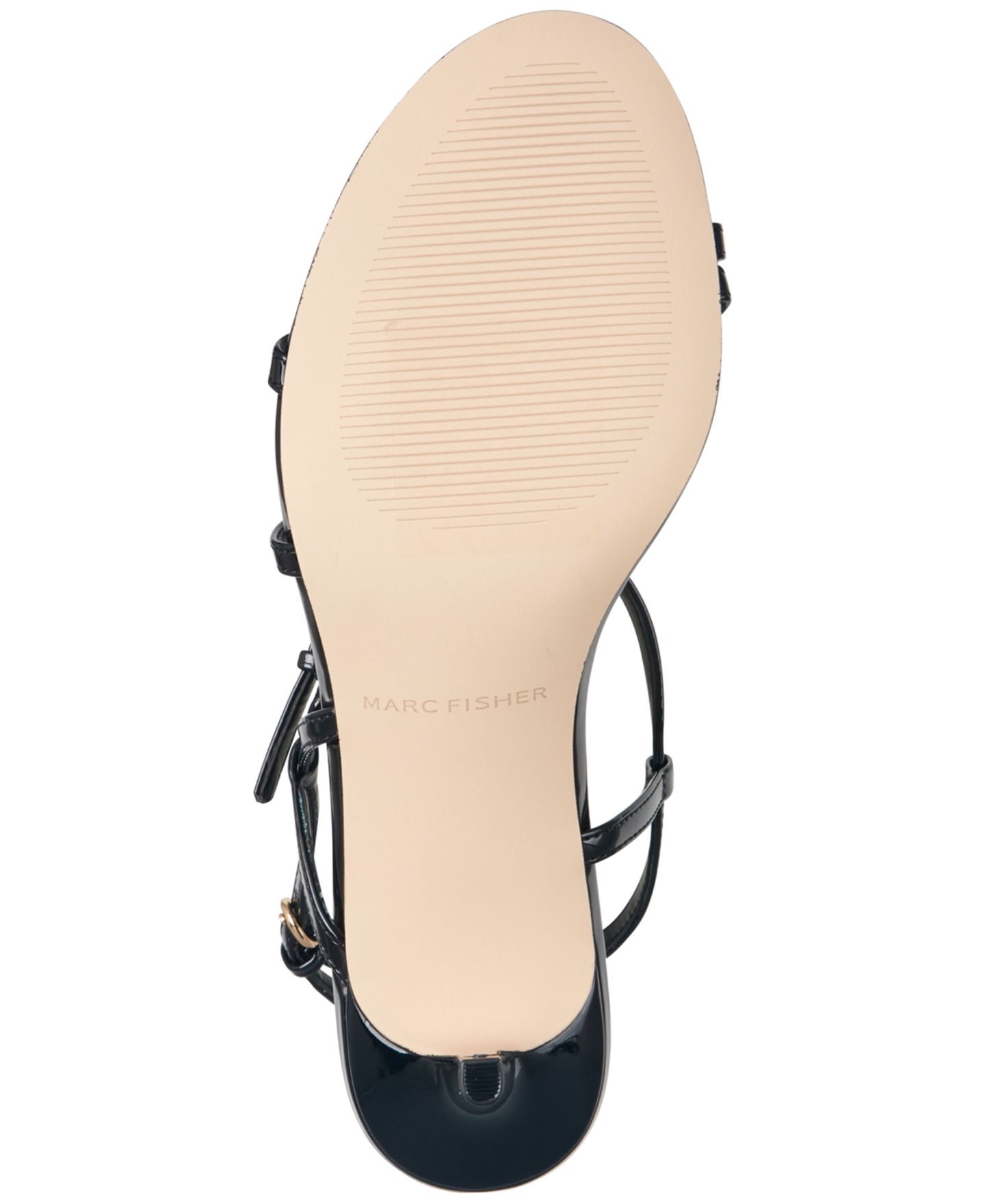 Женские сандалии Marc Fisher Sanae Strappy Kitten Heel Dress Sandals, цвет: Чёрный лаковый — фото 5