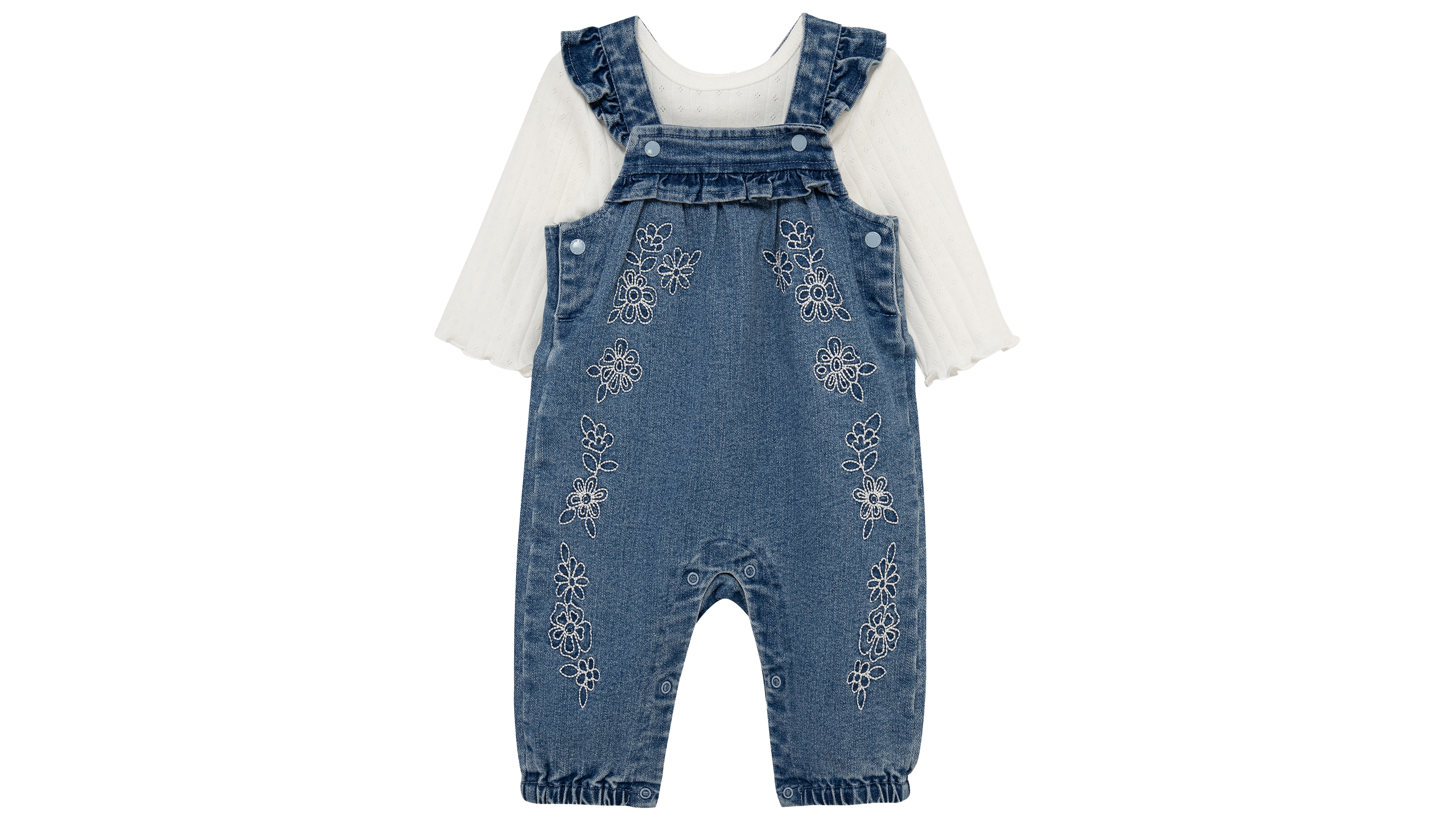Little Me Baby Girls' Lacey Top and overall, 2-Piece set