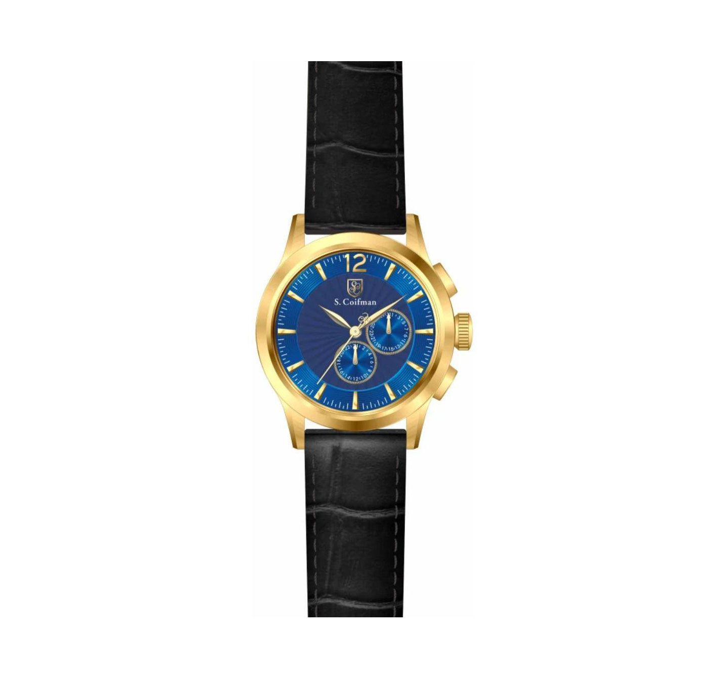 Мужские часы Invicta S.Coifman SC0264 Heritage Chronograph Dial Leather Strap Watch 43mm, цвет: Чёрный — фото 2