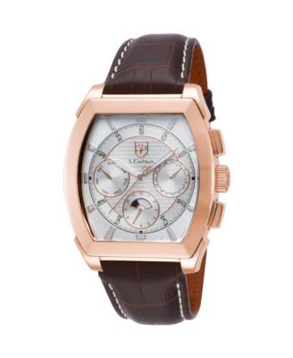 S.Coifman SC0090 Men's Chronograph Silver Dial Leather Strap Watch 45mm
