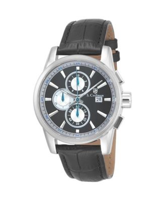 S.Coifman SC0088 Men's Chronograph Dial Leather Strap Watch