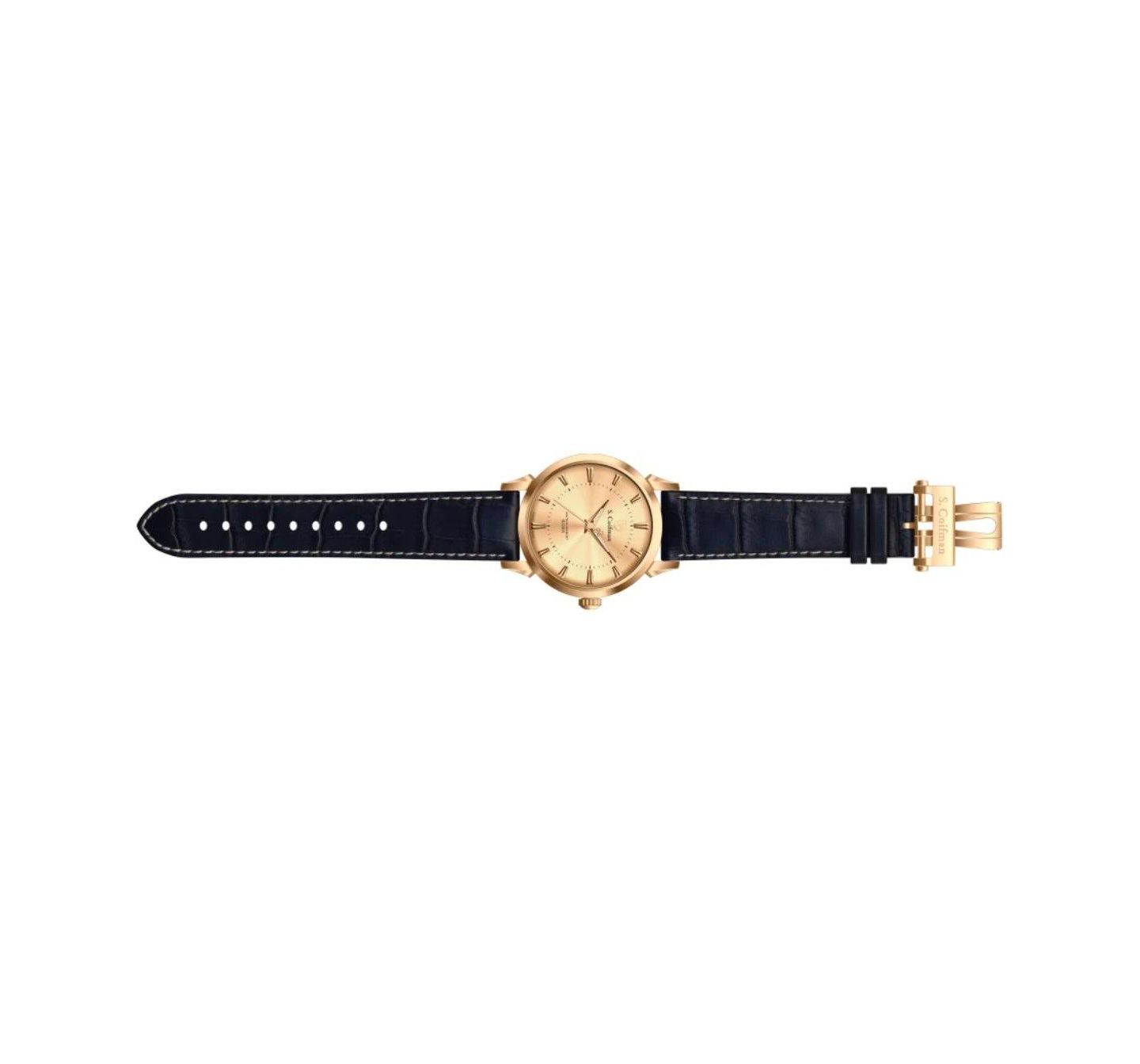 Мужские часы Invicta S.Coifman SC0287 Heritage Quartz Champagne Dial Leather Strap Watch, цвет: Чёрный — фото 3