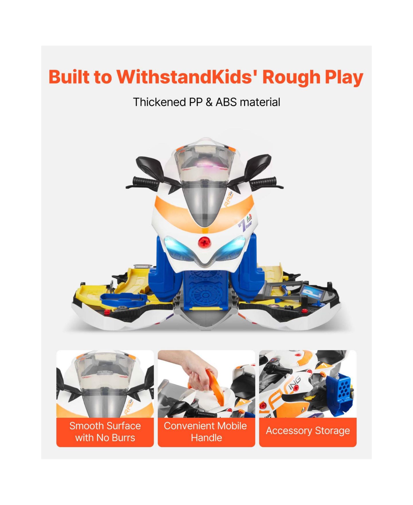 Детские игрушки SUGIFT 25 Piece Motorcycle Mechanic Toy with Removable Parts Lights Sounds for Ages 3 Years and Up, цвет: Жёлтый — фото 4