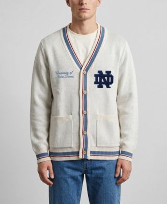 Men's and Women's Natural Notre Dame Fighting Irish Americana Striped Full-Button Cardigan
