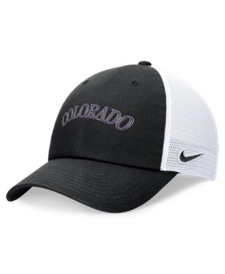 Men's Black Colorado Rockies Wordmark Adjustable Trucker Hat
