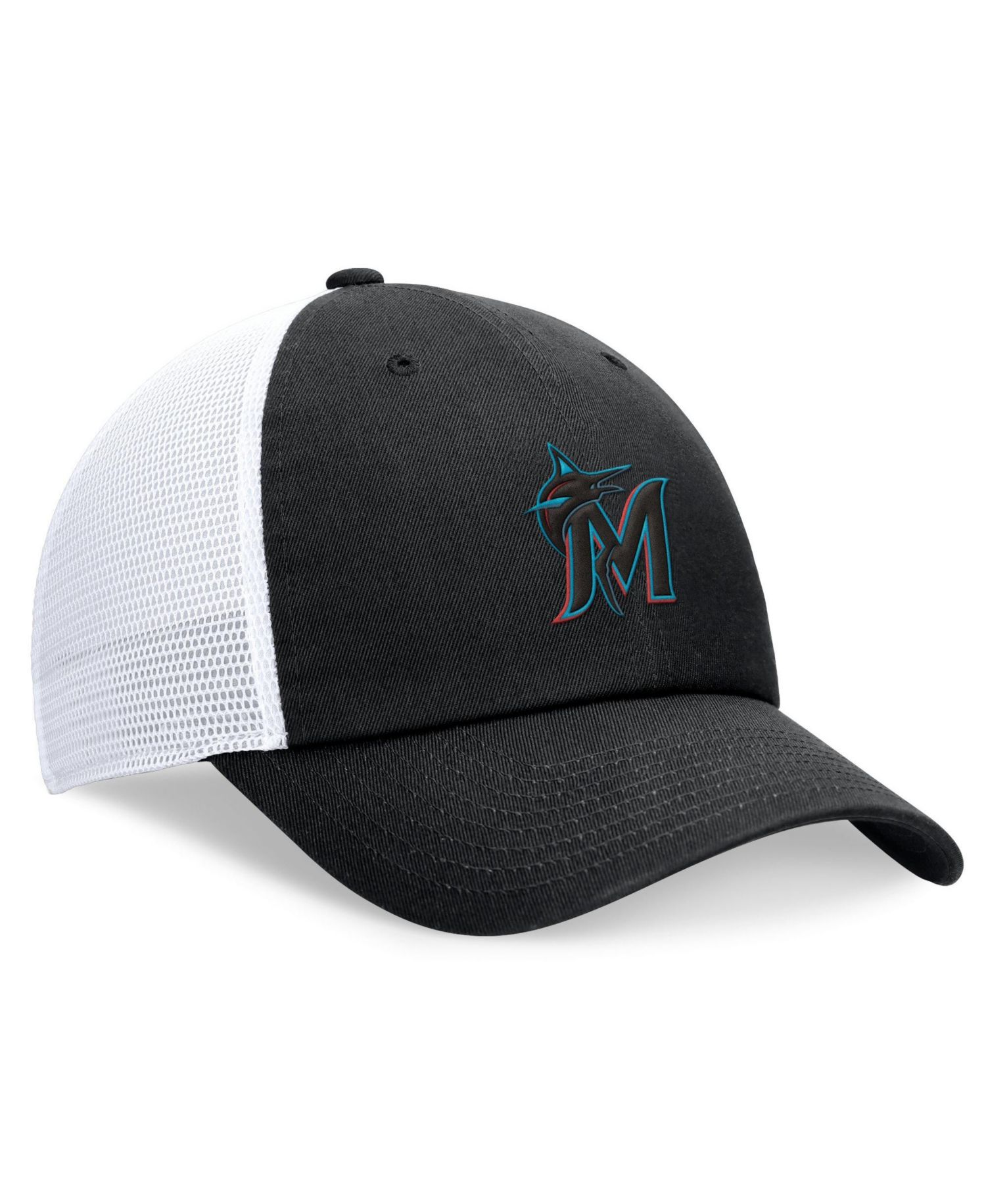 Men's Black Miami Marlins Club Trucker Adjustable Hat
