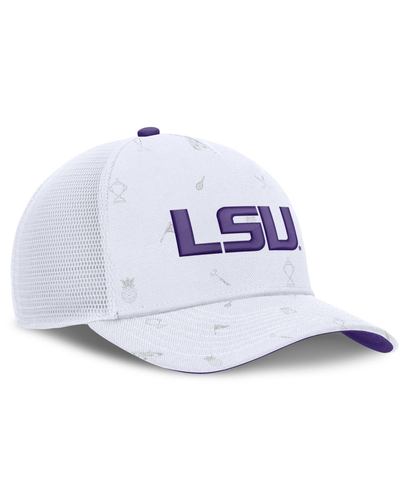 Кепка Nike White LSU Tigers Country Club Golfin' Rise Trucker Adjustable Hat — фото 3