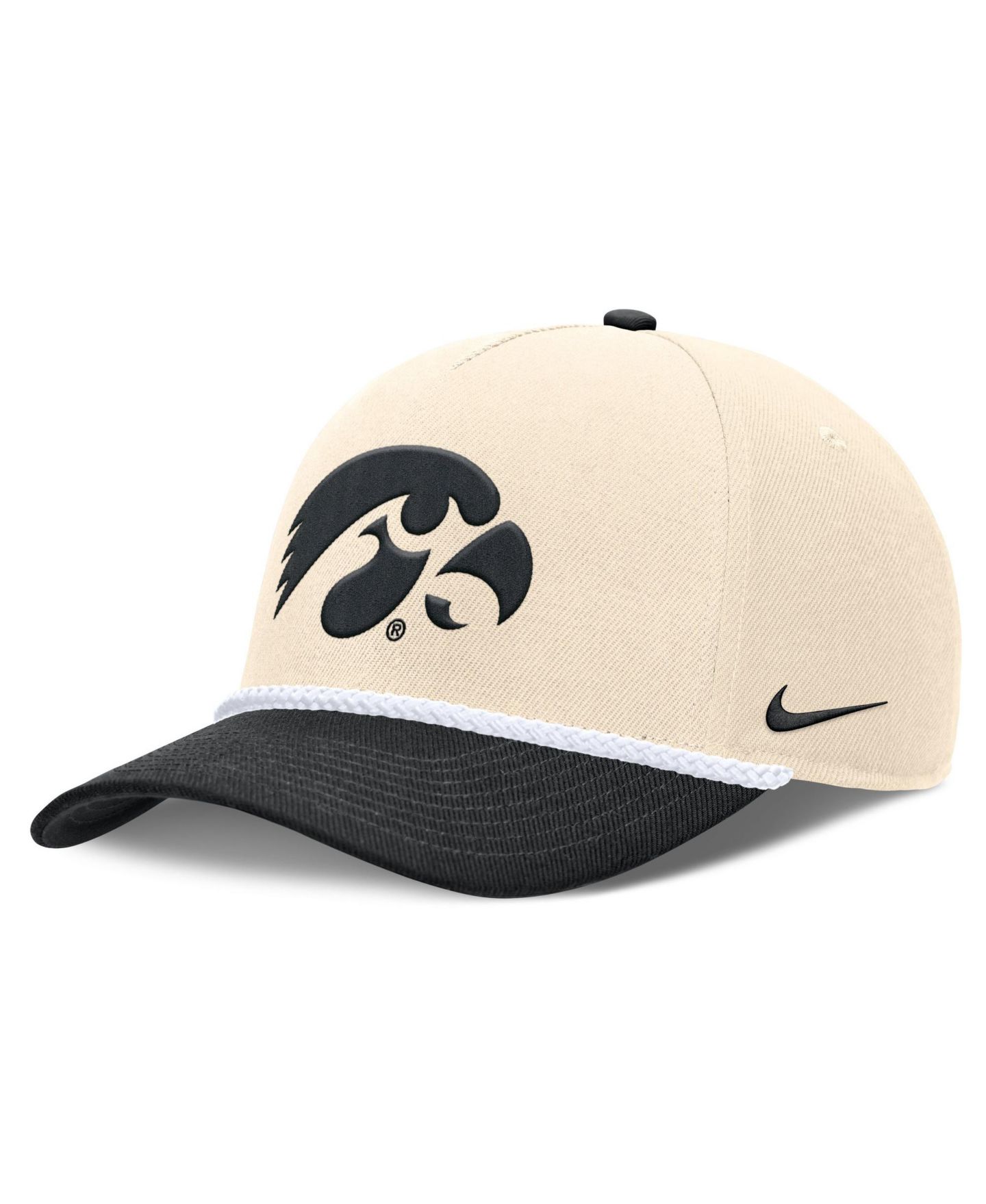 Головной убор Nike Natural Iowa Hawkeyes 2026 Primetime Natural 5-Panel Rope 2-Tone Rise Hat — фото 3