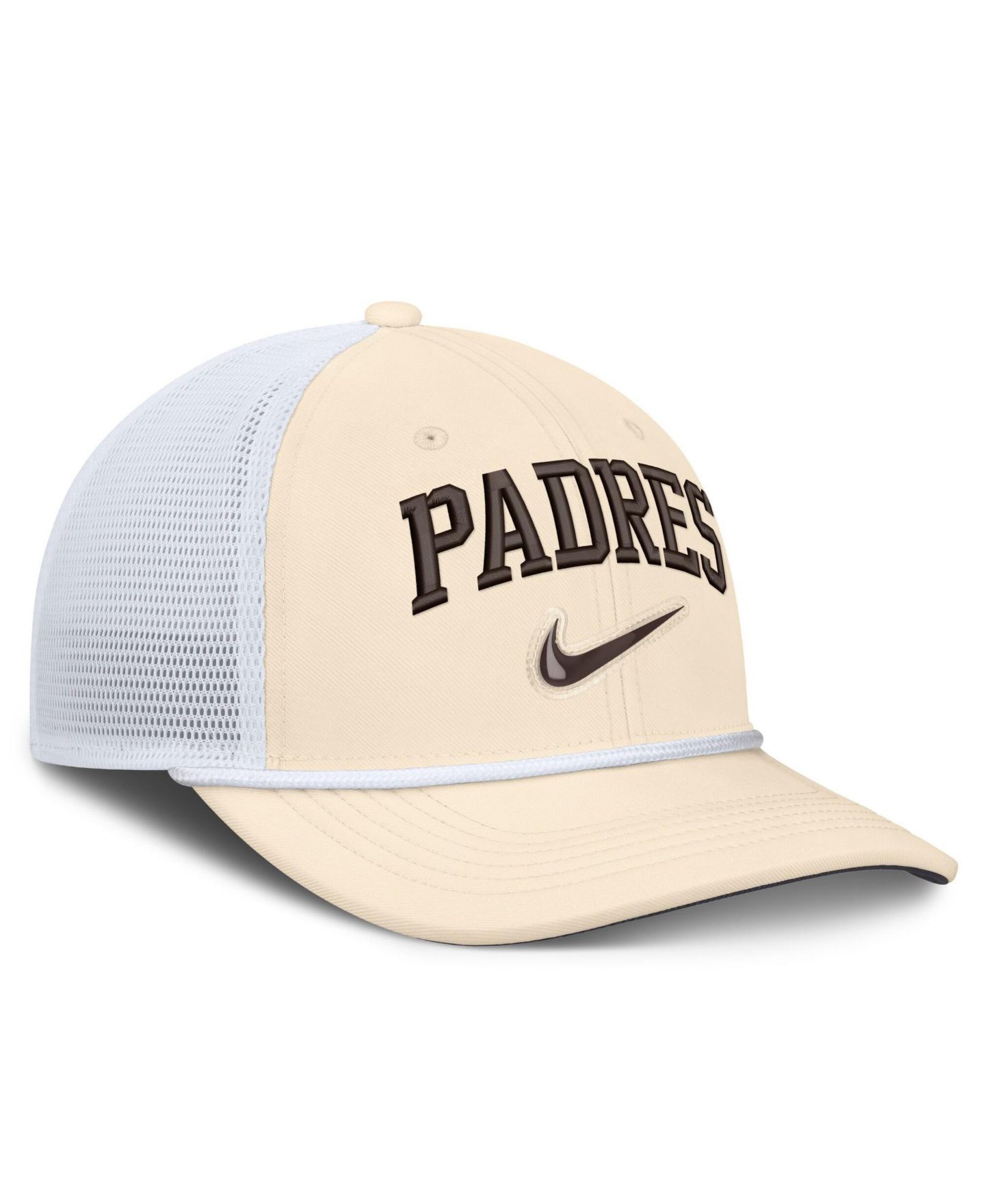 Мужская кепка Nike Natural/White San Diego Padres Rise Dri-FIT Trucker Adjustable Hat — фото 3