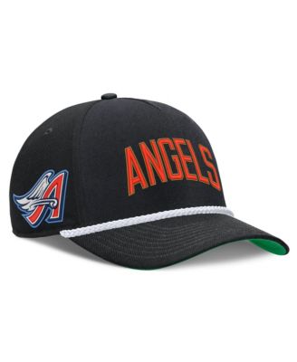 Men's Black California Angels Cooperstown Collection Rise Adjustable Hat