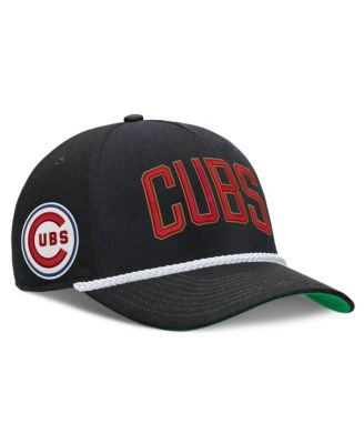 Men's Black Chicago Cubs Cooperstown Collection Rise Adjustable Hat