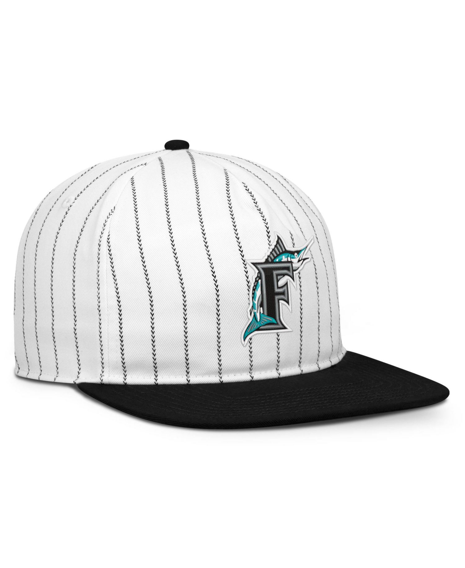 Men's White/Black Florida Marlins Cooperstown Collection Pro Adjustable Hat