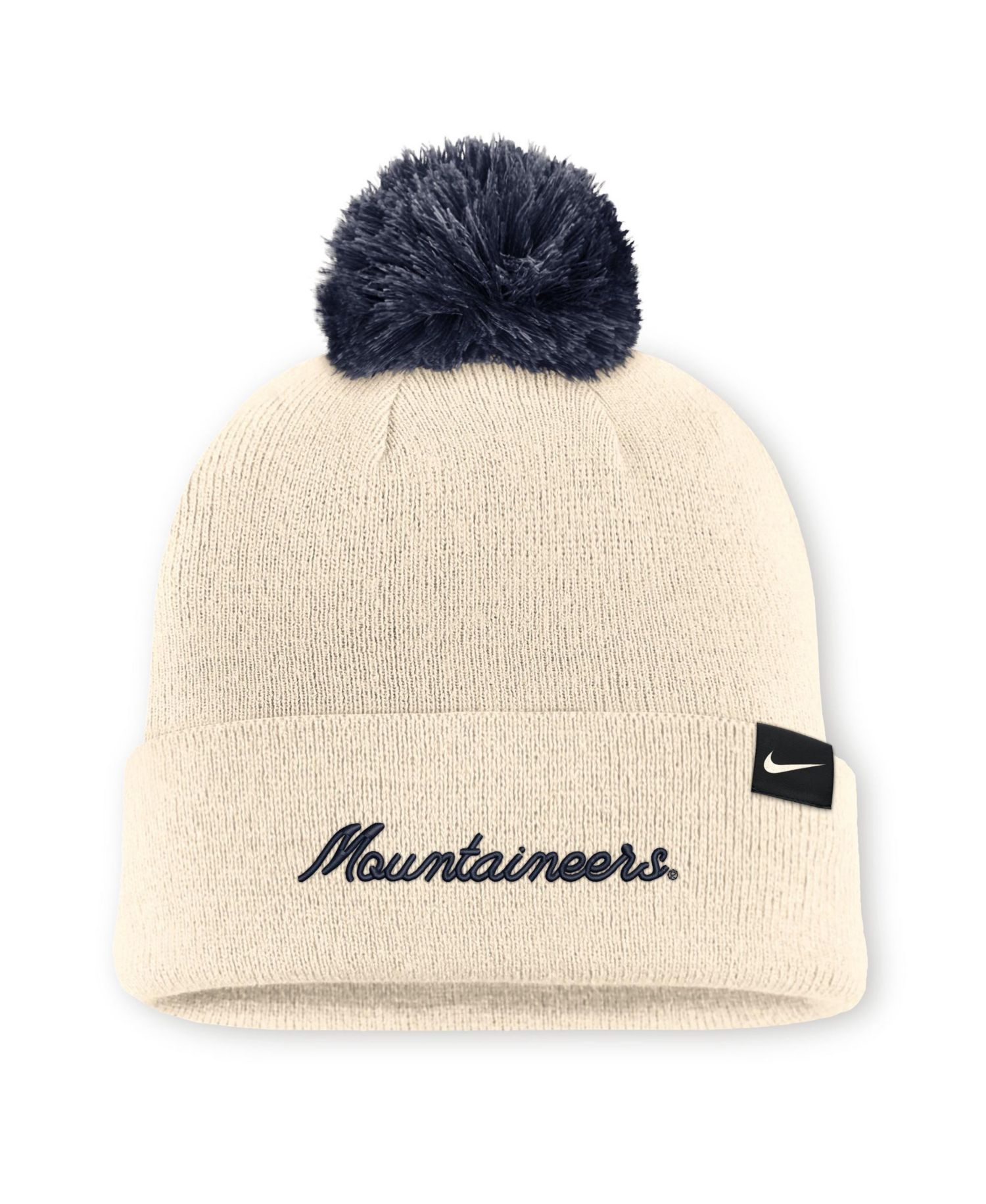 Men's and Women's Natural West Virginia Mountaineers Campus Prep Script Cuffed Knit Hat with Pom