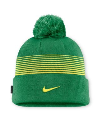 Men's and Women's Green Oregon Ducks 2026 On-Field Cuffed Knit Hat with Pom
