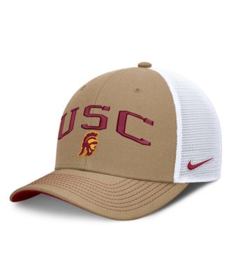 Men's and Women's Beige/Crimson USC Trojans Primetime Arched Trucker Adjustable Hat