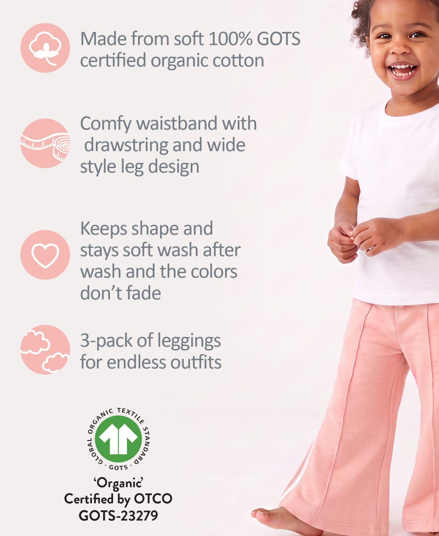 Baby Girls' Wilder Wide-Leg Sweatpants, 3-Pack