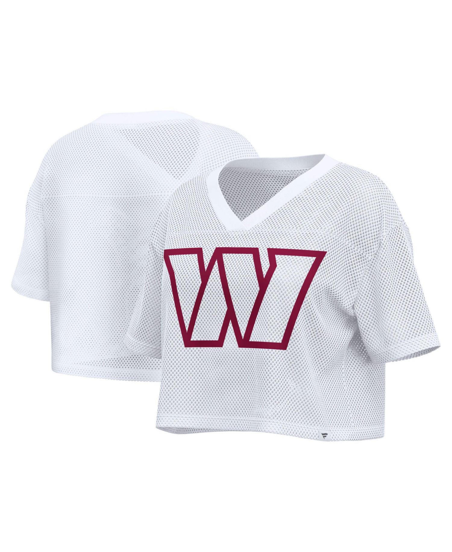 Women's White Washington Commanders Oversized Mesh Cropped V-Neck Jersey